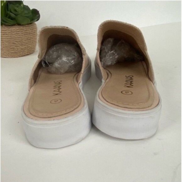 Kaanas Metallic Crackle Slide Sneakers Nude Pink Platform Mules Size 6 Revolve - Picture 9 of 14